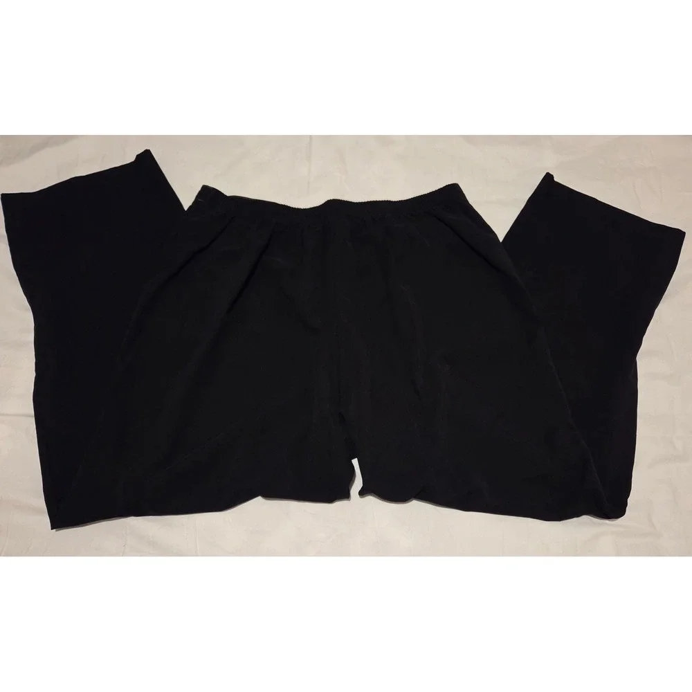 Alfred Dunner Women's Black Wide Leg Pants Size 18W Elastic Waist Comfort Casual